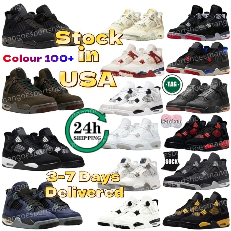 Designer for Men Women Black Cat 4 4s OG Basketball Shoes Dark Mocha Imperial Purple Pizza Fire Red White Cement Thunder sneakers trainers sport shoe Big Size 14 15 16