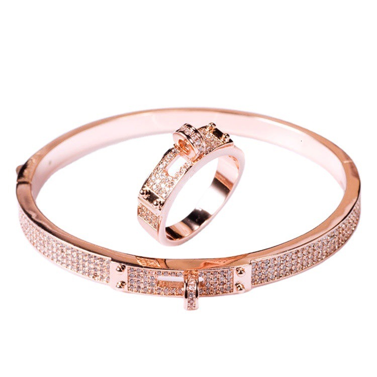 Creative Belt Ring Jewelry Classic Circle Bracelet Micro Inlaid Three Colors New Simple Celebrity Bracelet