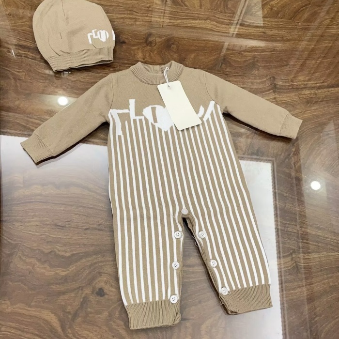 Newborn Rompers toddlers knitted soft jumpsuits fashion designer babies stripe letter knit romper girls boys crochet wrapping blankets childrens clothes A3