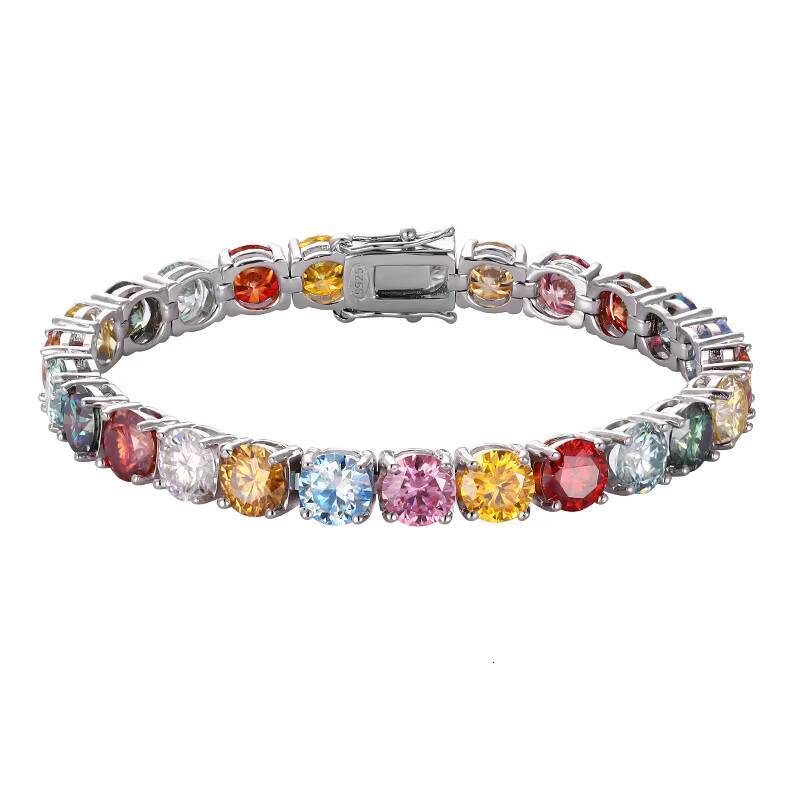 Free Engraved Name 925 Sterling Silver Vvs 3mm 4mm Colorful Moissanite Tennis Bracelets for Men Women Jewelry