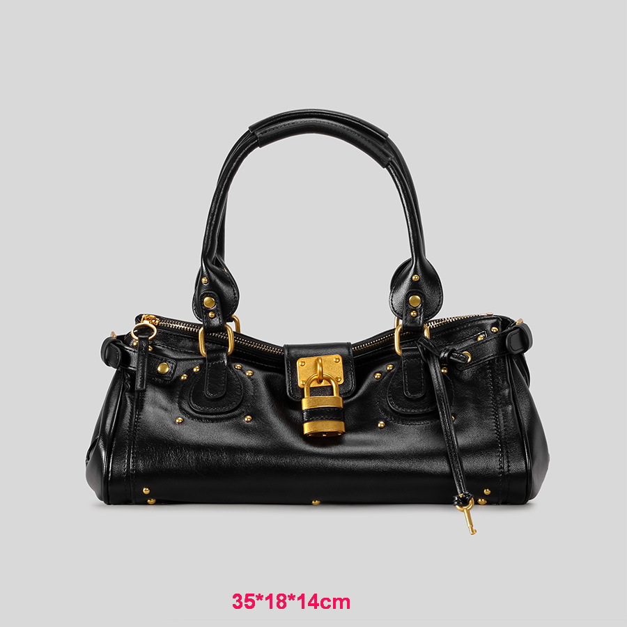 Designer Luxury Vintage Lock Design Tote Bag Women's Handbag Underarm Bag Women's Large Boston Hobo Bag Fashion Texture Business Handbag