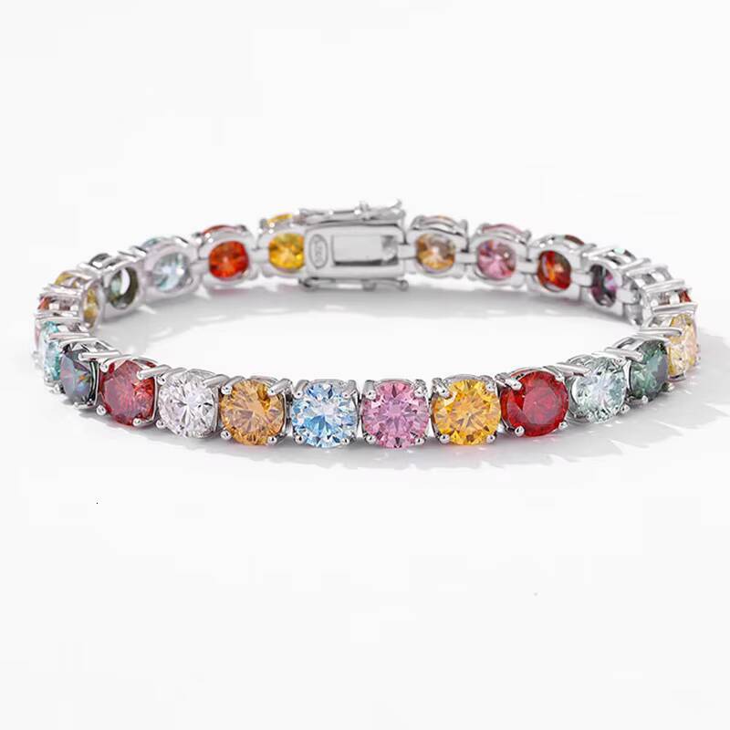 Free Engraved Name 925 Sterling Silver Vvs 3mm 4mm Colorful Moissanite Tennis Bracelets for Men Women Jewelry