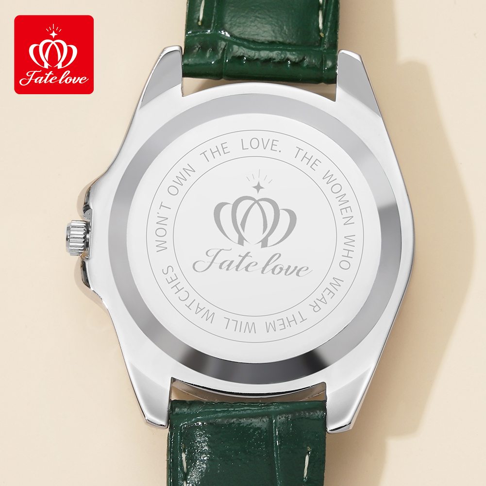 Fatelove Moissanite Inlaid Designer Watch With Green Dial Luxurious And Fashionable Women's Watch Leather Strap Quartz Men's Watch Waterproo