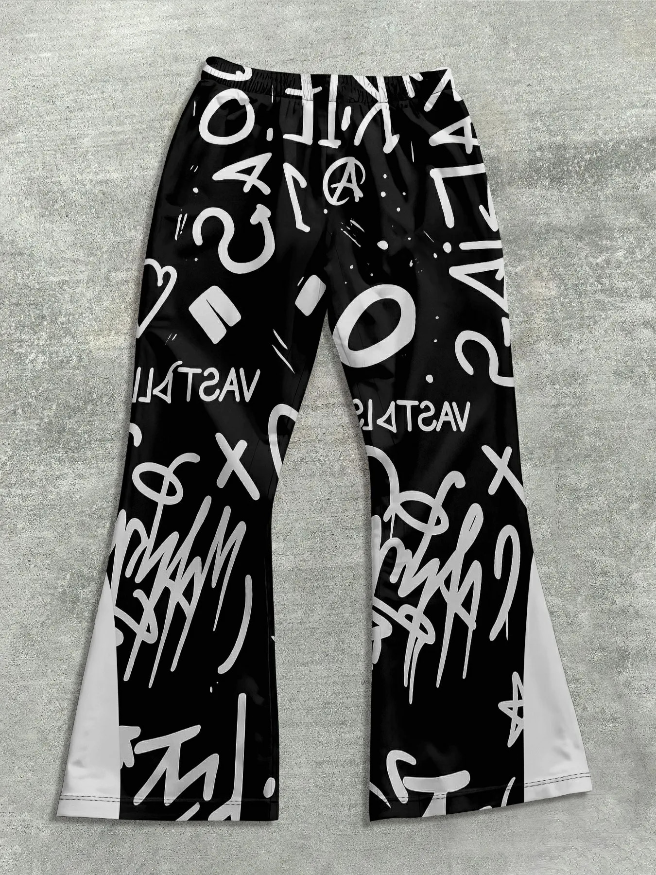 Mens Casual Street Style Trendy Cross Print Fashionable Slightly Flared Black and White Color-Block Sweatpants Men Pants 251211 - view 5