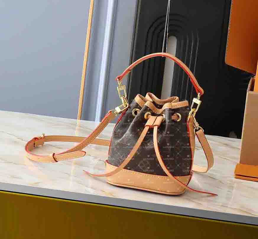 Designer handbags Nano NOE Bucket bag Womens crossbody shoulder bag Bicolor Monogram Leather Bags Women Evening Buekct Messenger Bags Purse Satchel M81266