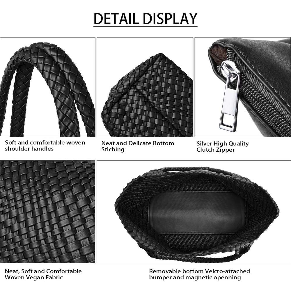2026Woven Bag Womens Purse Vegan Leather Shoulder Handbags Fashion Summer Beach Tote Bags - Large Travel Totes