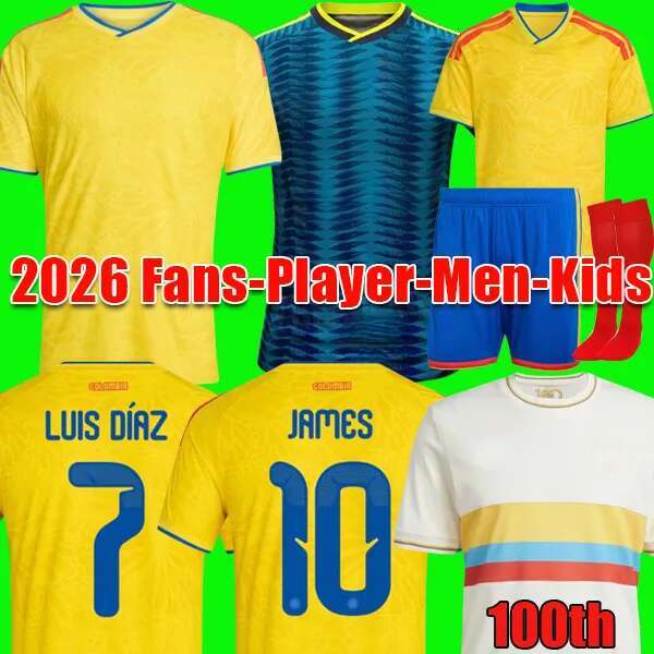 S-4XL LUIS DIAZ Colombia 2026 World Cup Kit soccer jerseys 100-years anniversary shirt james L.DIAZ fans player version jersey Male Female kids football shirts