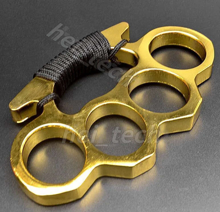 Strong Thick Metal Brass Knuckle Dusters with Rope Self Defense Personal Security Women and Men Self-defense Tool-PF02