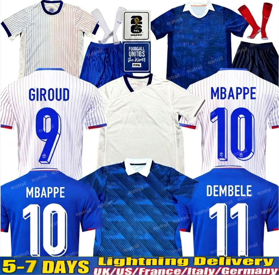 24 25 26 Club Full Sets French Jersey Soccer Jerseys 2025 2026 GIROUD MBAPPE GRIEZMANN SALIBA Maillot De Foot Equipe Maillots Kids Kit Women Men Football Shirt