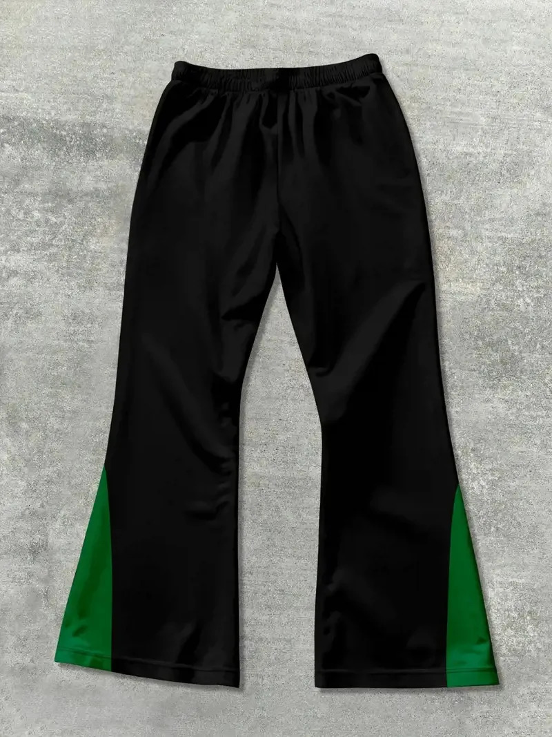 Mens Casual Street Style Trendy Cross Print Fashionable Slightly Flared Black and White Color-Block Sweatpants Men Pants 251211 - view 7