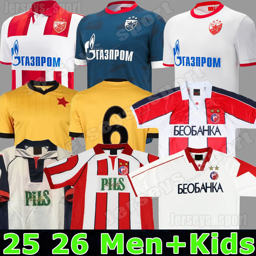 XXXL 4XL 25 26 Red Star Belgrade Soccer Jerseys 1949-2025 80th anniversary Retro 1995 97 99 2001 Long sleeve Football Shirts 2025 NDIAYE DUARTE ILIC KATAI Men