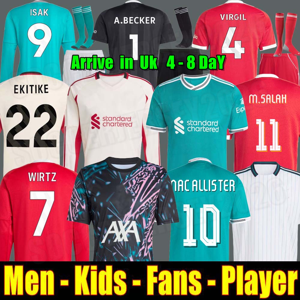 24 25 26 MAC ALLISTER soccer jersey DIOGO JOTA EkitikE 2025 2026 football shirt RIO SZOBOSZLAI A.BECKER FRIMPONG Wirtz Kerkez men kids kit uniforms SALAH ISAK GAKPO