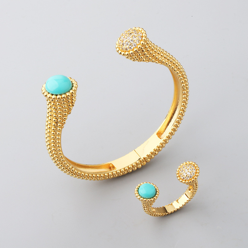 Fashion Socialite Temperament Agate Bracelet U-Shaped Women's gold Micro-Inlaid Zirconia Bracelet