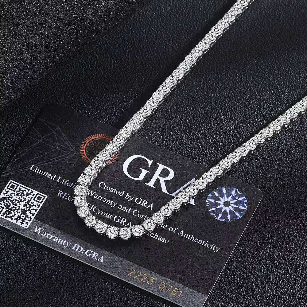 Juncheng GRA VVS Moissanite S925 925 Sterling Silver 10K 14K Gold Plated Chain Unisex Tennis Necklace Wholesale Customization