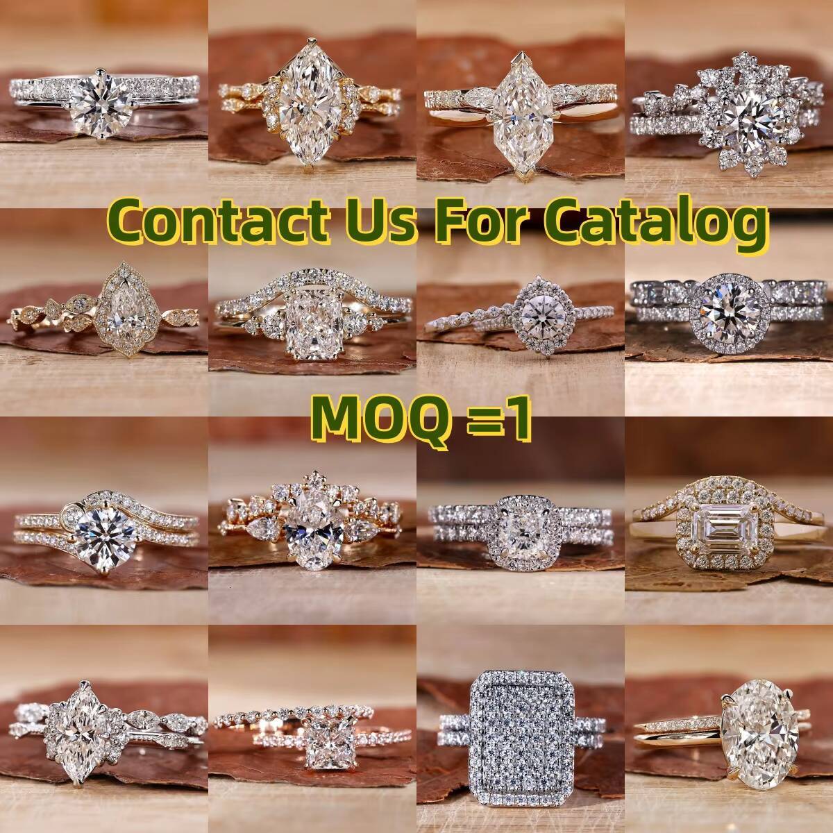 Factory Wholesale 10K 14K 18k Solid Real Gold Vvs Moissanite Diamond Wedding Couple Ring Bridal Set 05ct 1ct 2ct 3ct 5ct