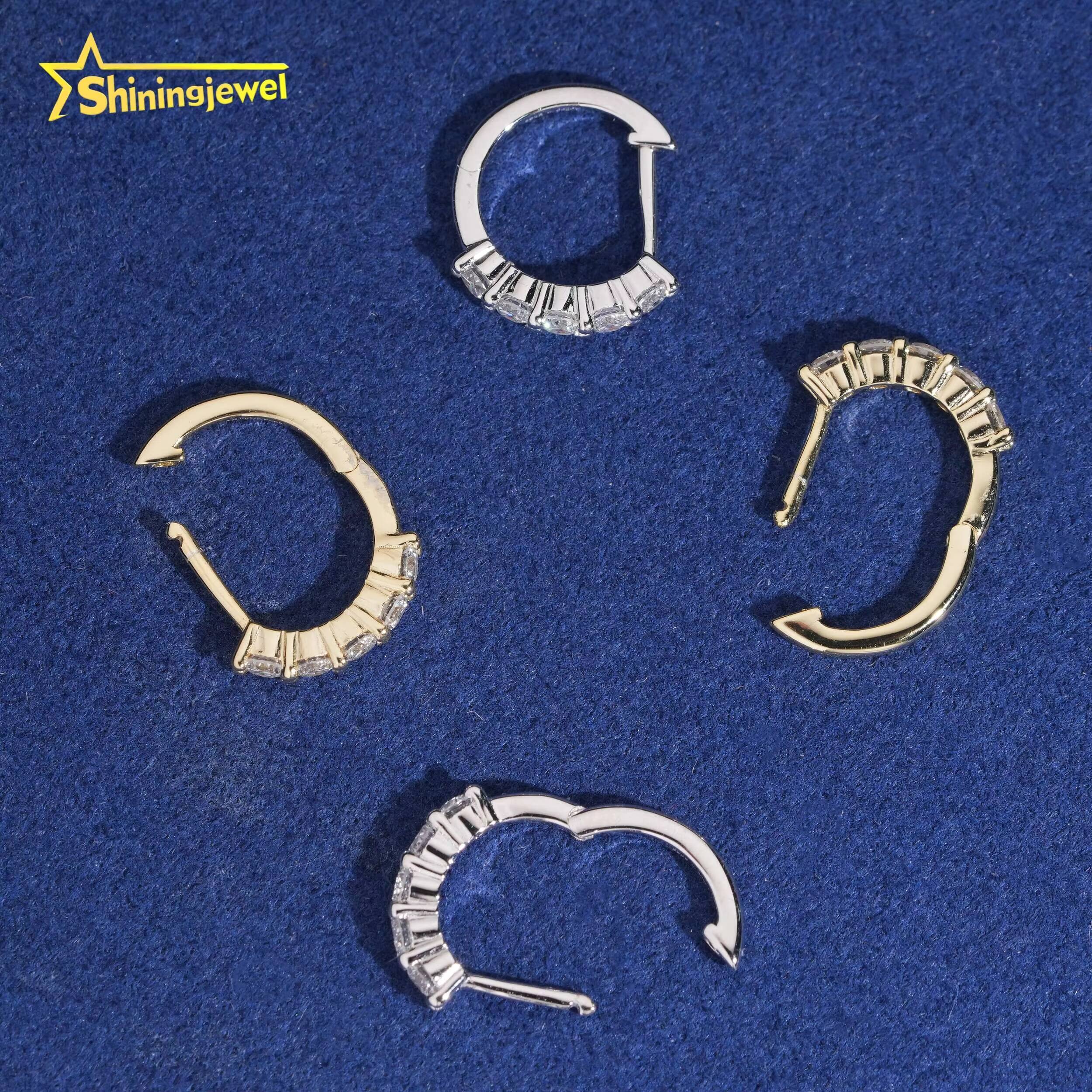 Wholesale Price Fine Jewelry 925 Silver Gold Plated Pass Diamond Test Hpht Lab Grown Diamonds Hoop Earrings