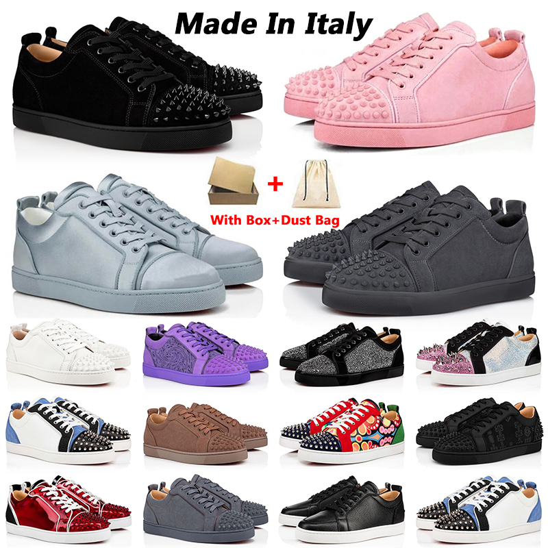 With Box 2026 Red Bottoms Sneakers Men Women Low-Cut Dress Shoes Designer Platform Loafers Sole Made In Italy Glitter Suede Black Wedding Trainers 36-47