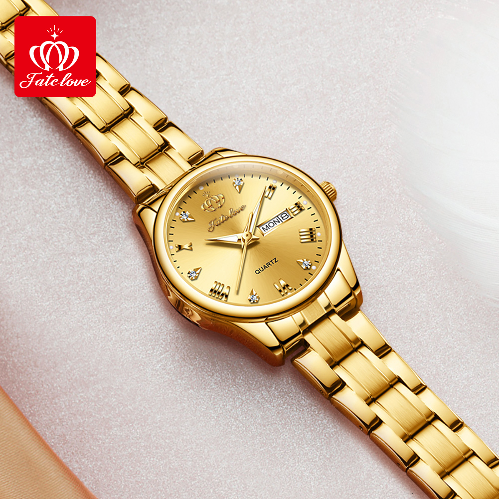 Designer Luxury Watch Brand Watch Weekly Calendar Simple Fashion Moissanite Inlaid Quartz Watch Waterproof Women's Watch Fashion High Quality