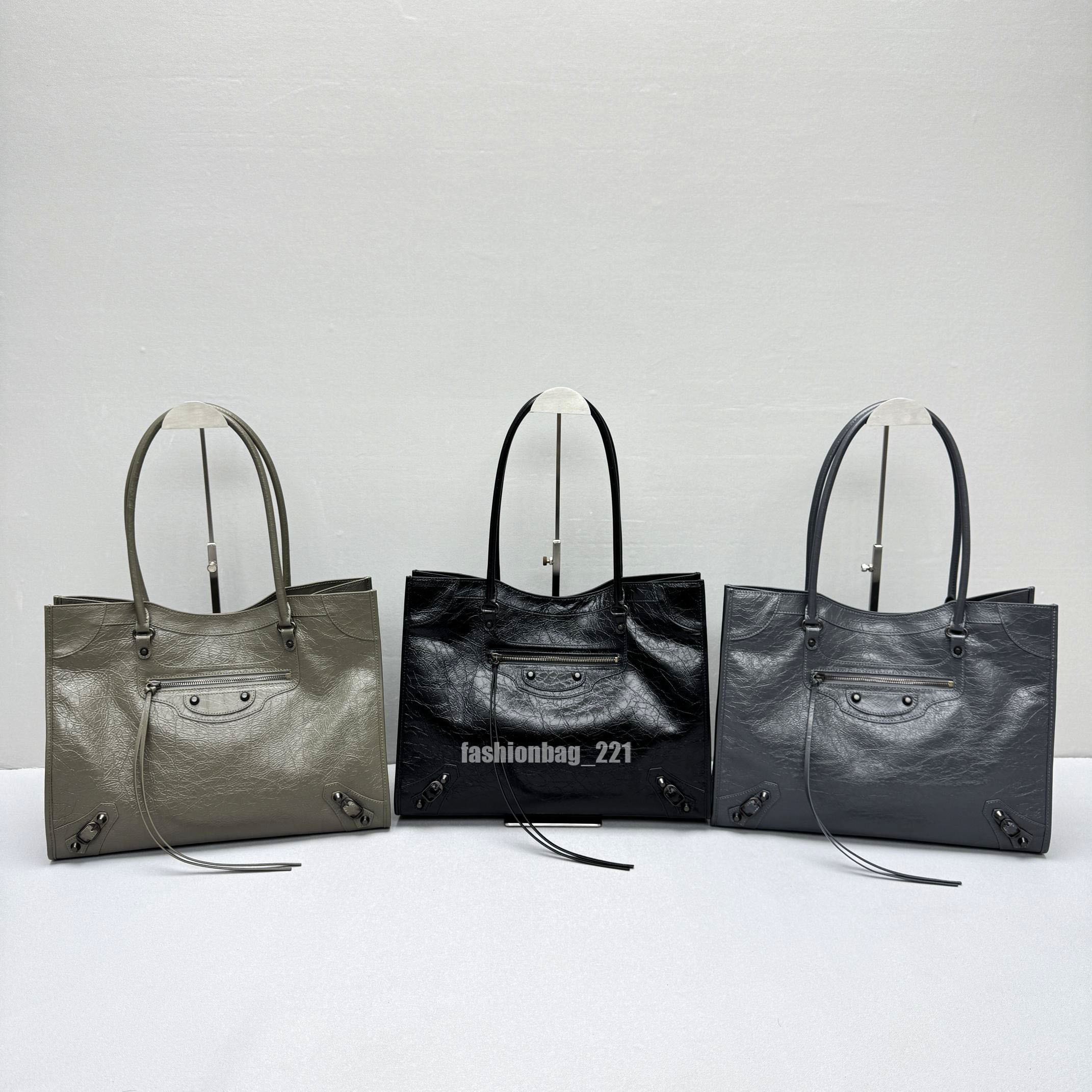 Designer Bag Women's Vertical Tote Biker Bag - Tassels & Zips - Shoulder & CrossbodyVintage Cracked Leather - Luxury Slouchy Purse with Rivets