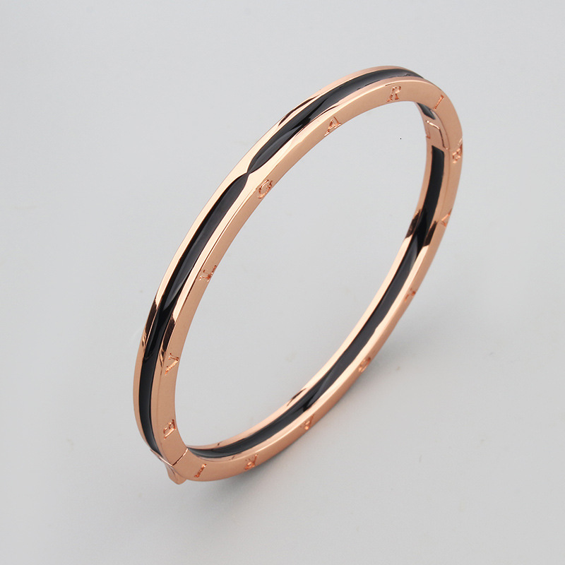 Style Narrow Black Enamel Bracelet for Men Women, Simple Elegant Copper Gold-Plated Bracelet