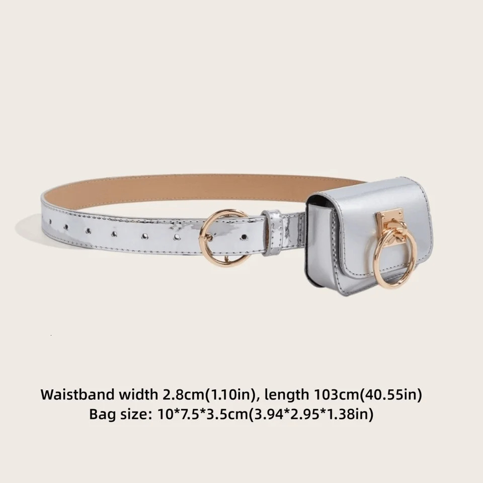 Square Women Vintage Belt Bag Dual-purpose Travel Waist Purse Gothic Fanny Packs PU Leather Y2K Style Metal Buckle Belts 251209 - view 6
