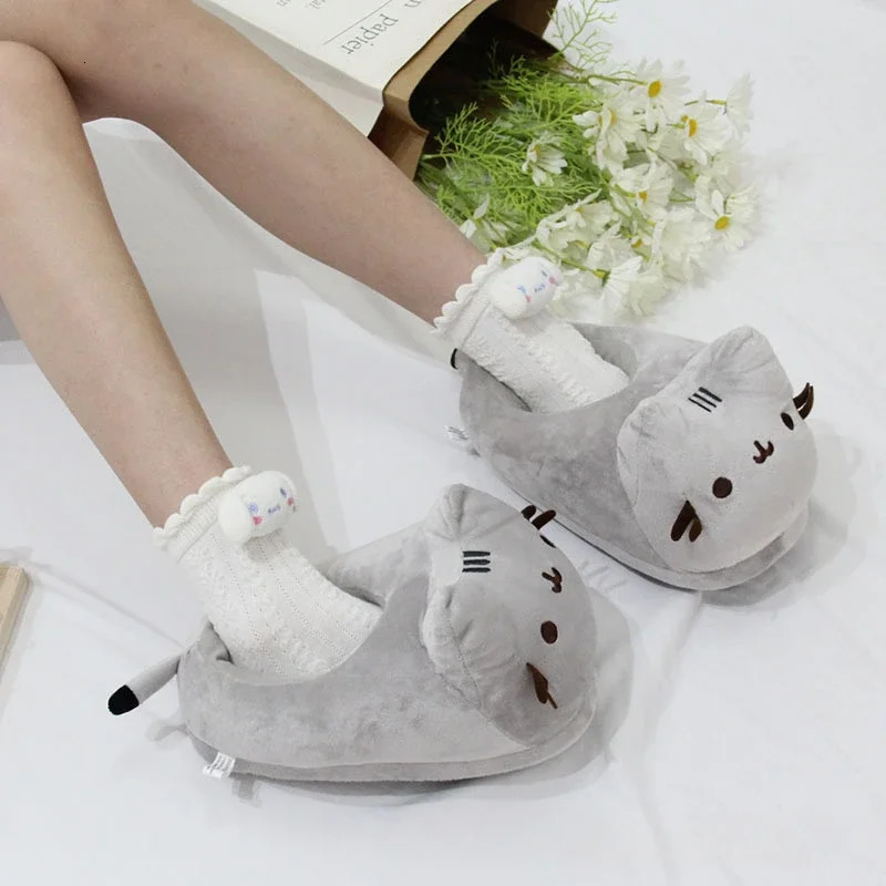 Women's Cat Slippers, Plush Cat Face Flip-Flop House Shoes with Stitched Upper, Pull-On Cartoon Slippers for Indoor Home Bedroom Dorm Lounge Casual We - view 4