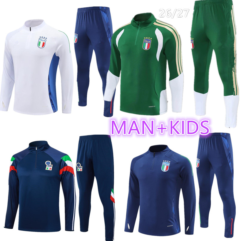 24 25 26 27 Italy ADULT tracksuit survetement Training suit soccer 2026 2027 Italia man kids football TRACKSUITS set jacket chandal futbol sportswear
