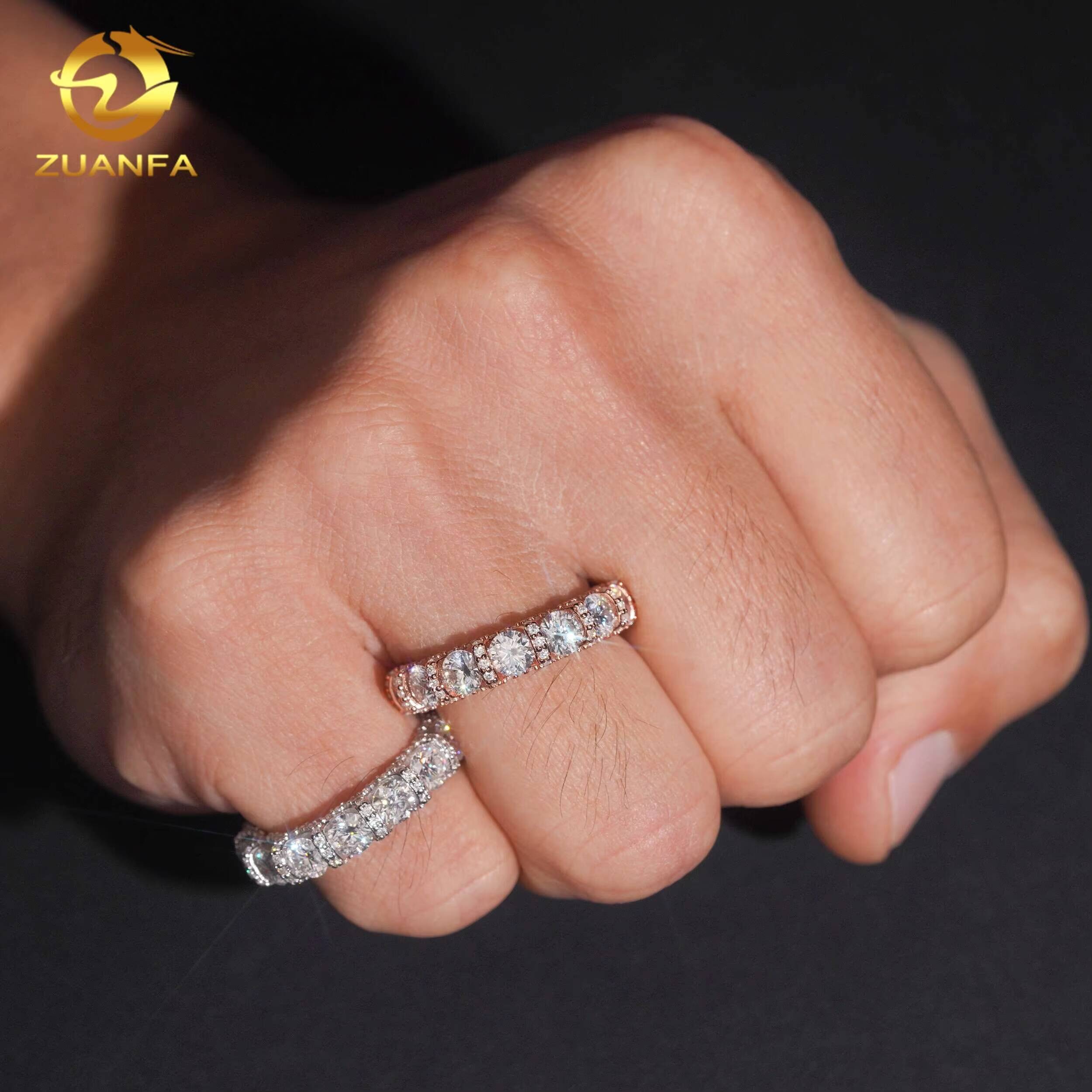 Fashion Jewelry Pass Diamond Tester Top Quality Iced Out Eternity Band 925 Sterling Silver Moissanite Rings