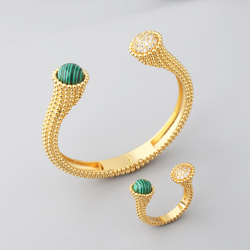 Fashion Socialite Temperament Agate Bracelet U-Shaped Women's gold Micro-Inlaid Zirconia Bracelet