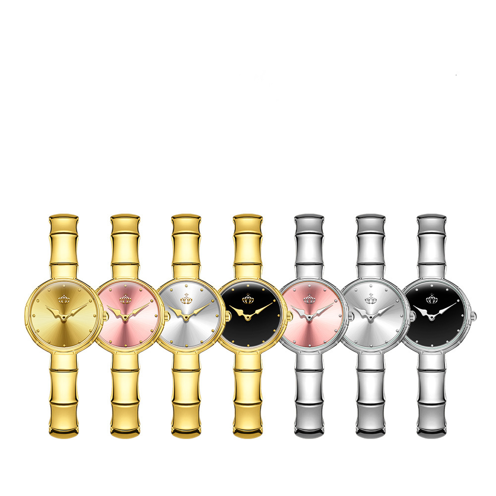 Designer Luxury Watch Brand Bamboo Pattern Steel Strap Two Hand Small Dial Quartz Watch Waterproof Women's Watch Fashionable And Elegant