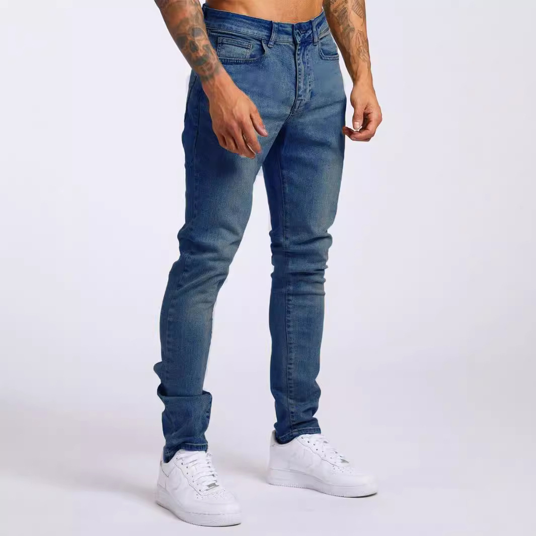 blue New style jeans men's pants slim fit high stretch denim leggings men's clothing versatile spring designer customizable