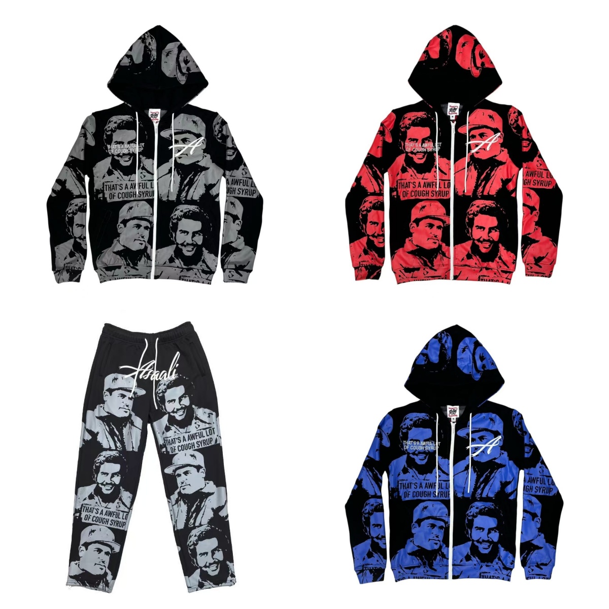 Awful Lot Of Caugh Syrup Hoodie Men's thats a awful lot of caugh syrup hoodies Punk Portrait Print Oversized Men Fashion Loose Hip Hop Gothic hoodies