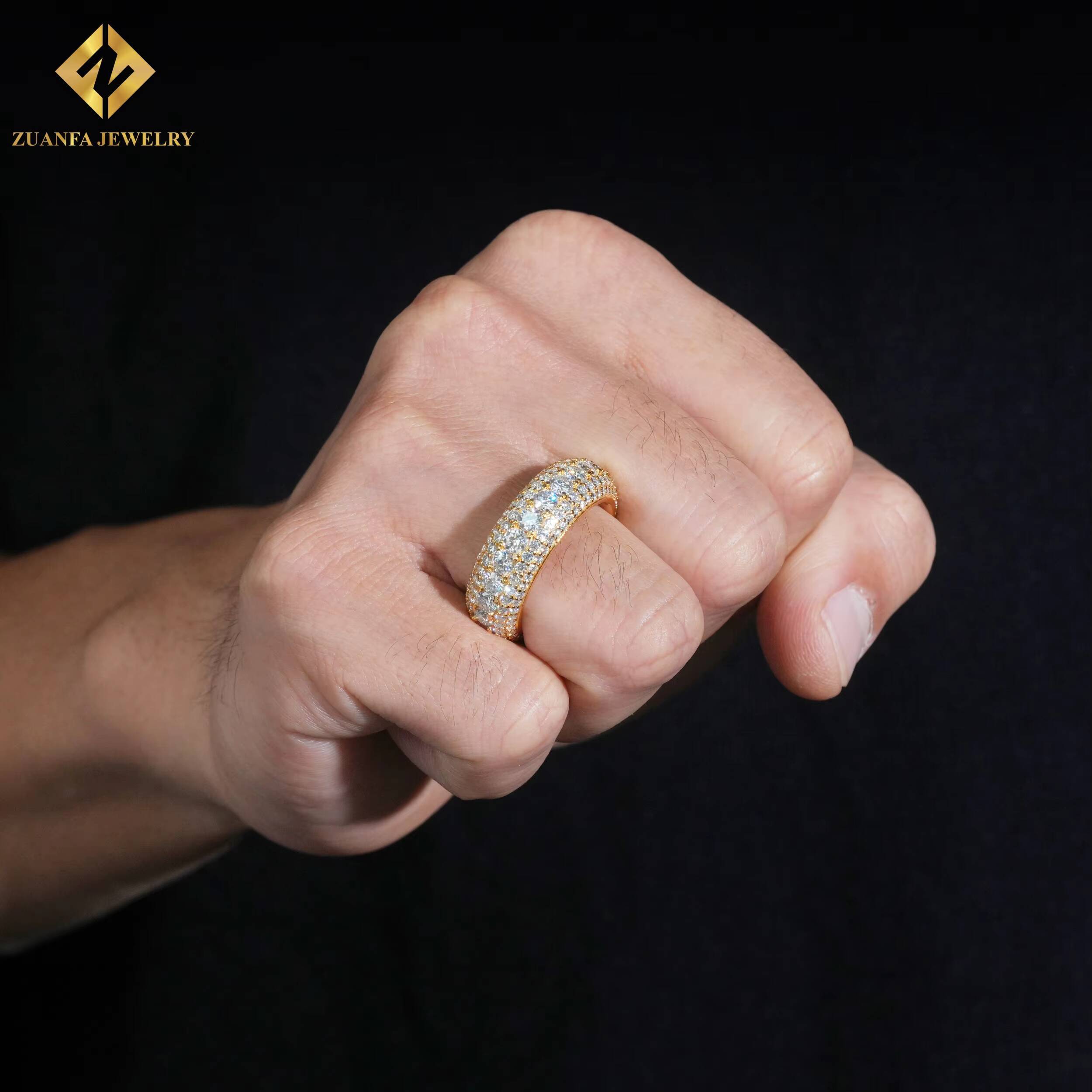 Factory Vvs Moissanite Diamond Ring Round Cut 732ct 925 Silver Hip Hop Jewelry Gold Plated Sparking Rings Pass Diamond Tester