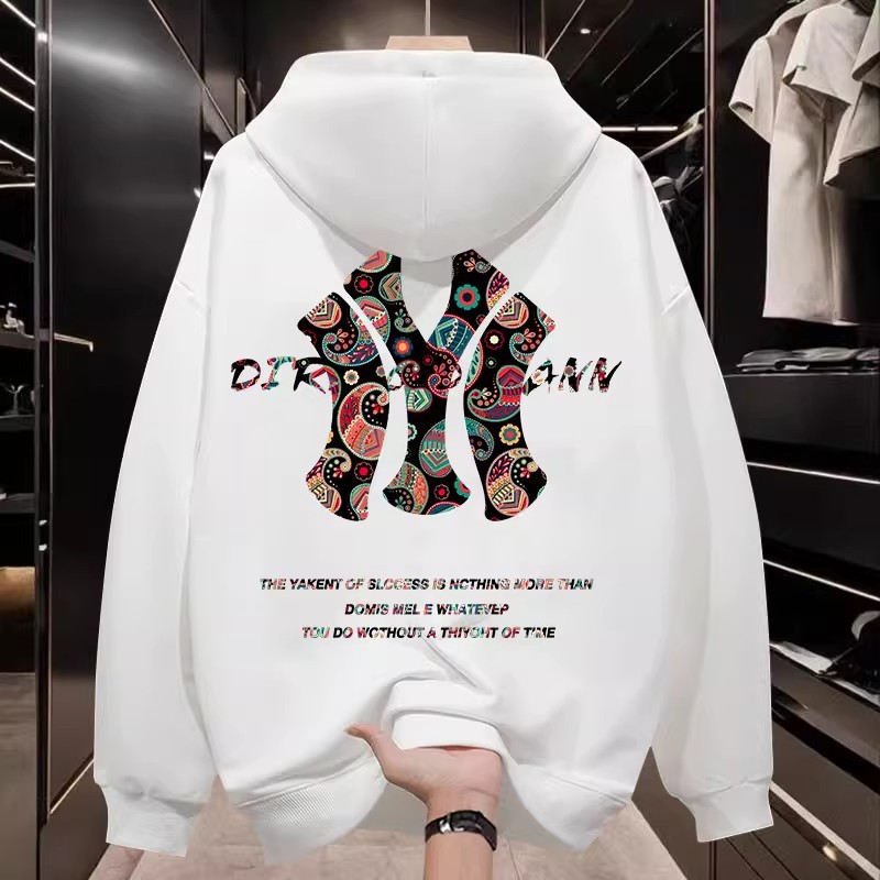 Men's Chinese Streetwear Hoodie - New Oversized/Loose Crew Neck, Casual Fleece-Lined, American Bad-Boy Style Men's Jacke