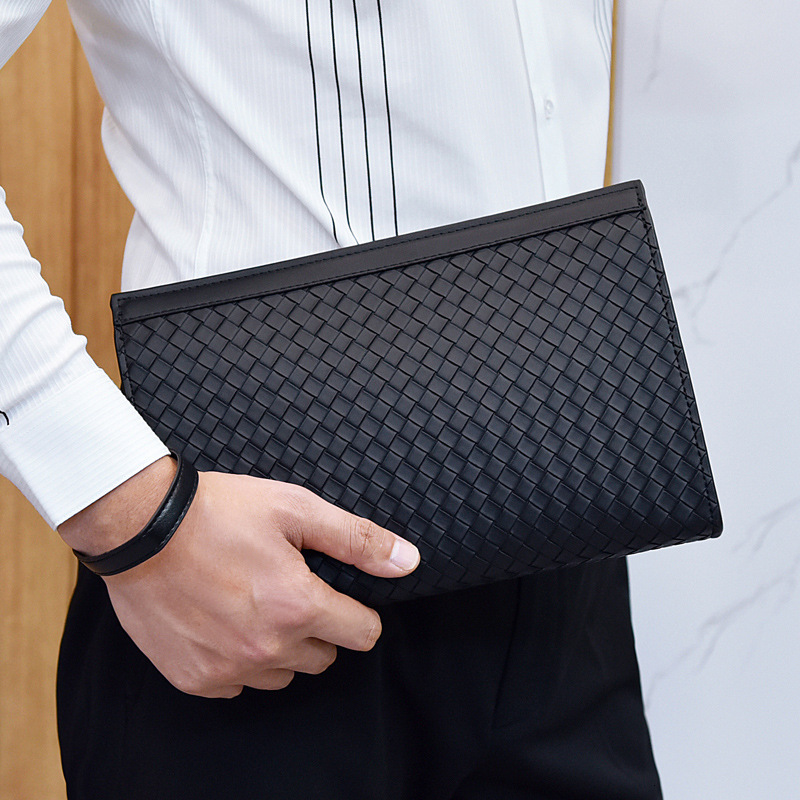 Luxury Brand Designer Bag Men's Clutch Bag Woven Texture Handbag Men's Wallet Large Capacity Business Casual Clutch Envelope Bag Document Ba