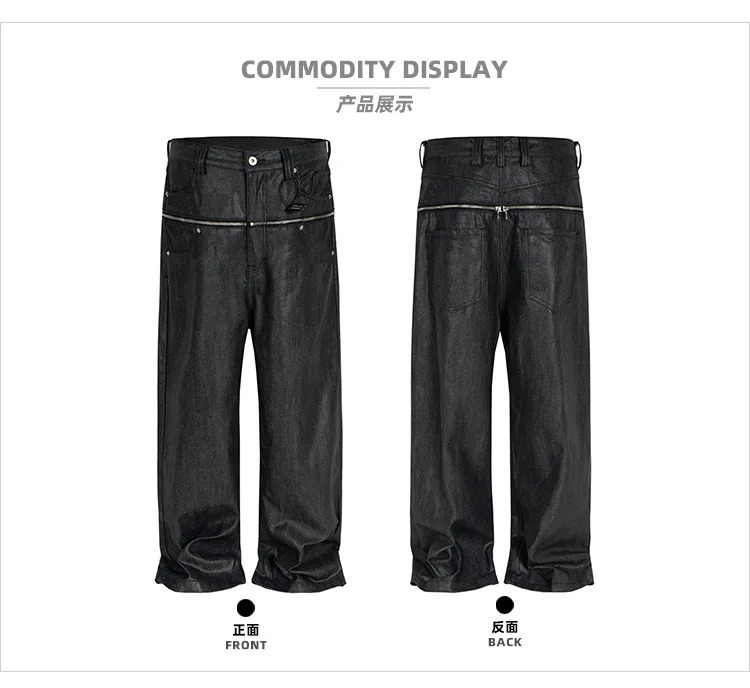 MIJKO Unisex Brush Wax Zipper Original Cow Jeans Mens and Womens Denim Pants ZJ117 251205