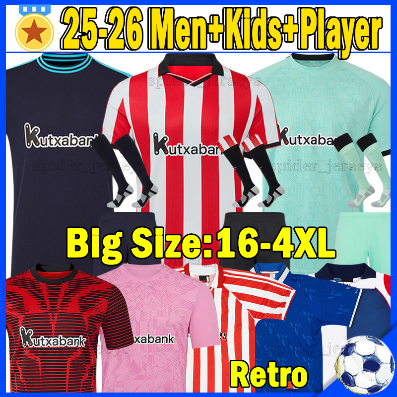 XXXL 4XL 25 26 Athletic Bilbao Soccer Jerseys retro 1984 1997 2003 2012 ROBERT NAVARRO GURUZETA Football Shirts 2025 2026 WILLIAMS Goalkeeper UNAI SIMON Men Kids Kits
