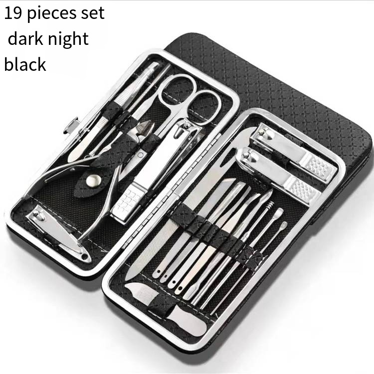 19Pcs/set Nail Clipper Set Manicure Pedicure Set Eyebrow Tweezer Stainless Steel Cutter Trimmer Dead Skin Pliers Remover Nipper Nails Scissor Tool