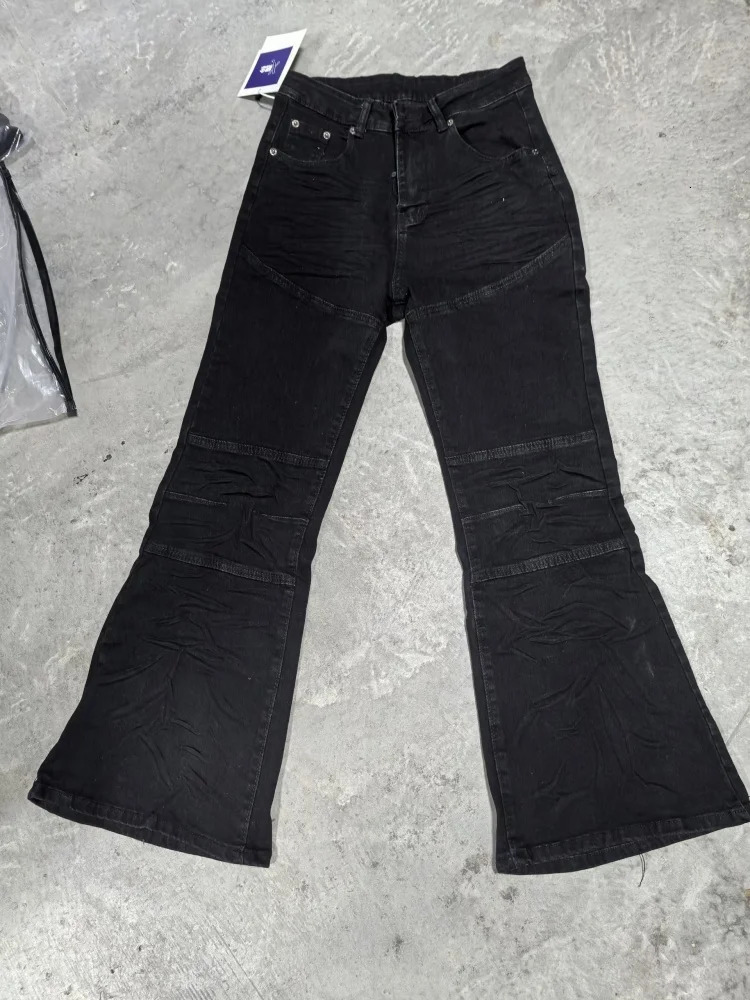 American Retro Y2K Streetwear Black Baggy Pleated Flared Jeans Pants For Men Clothing Gothic Rock Cotton Long Trousers 251212 - view 6