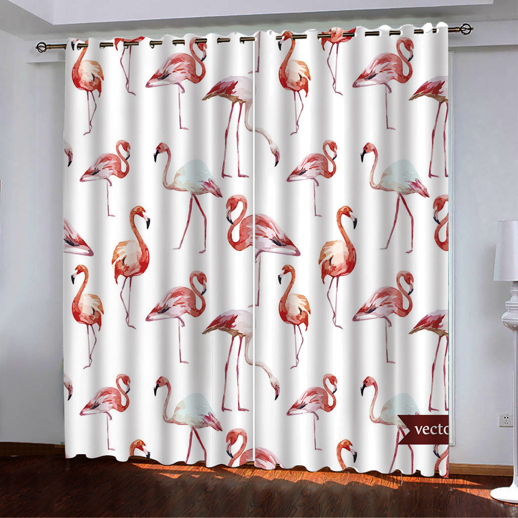 YL-37958 Floral and Bird Line Series Curtain Spring 3D Digital Print High-Density Blackout Curtains