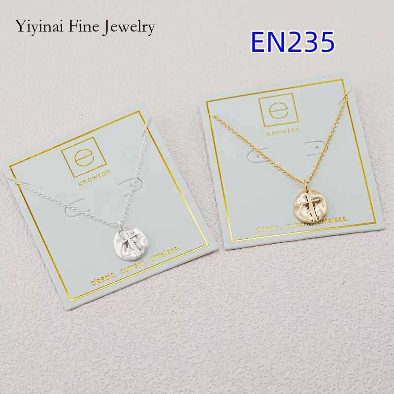 yiyinai E-Newton 1:1 Brand Gold Cross Necklaces Brand Jewelry Gold Chain Elegance Female Collar As Christmas Gift EN235