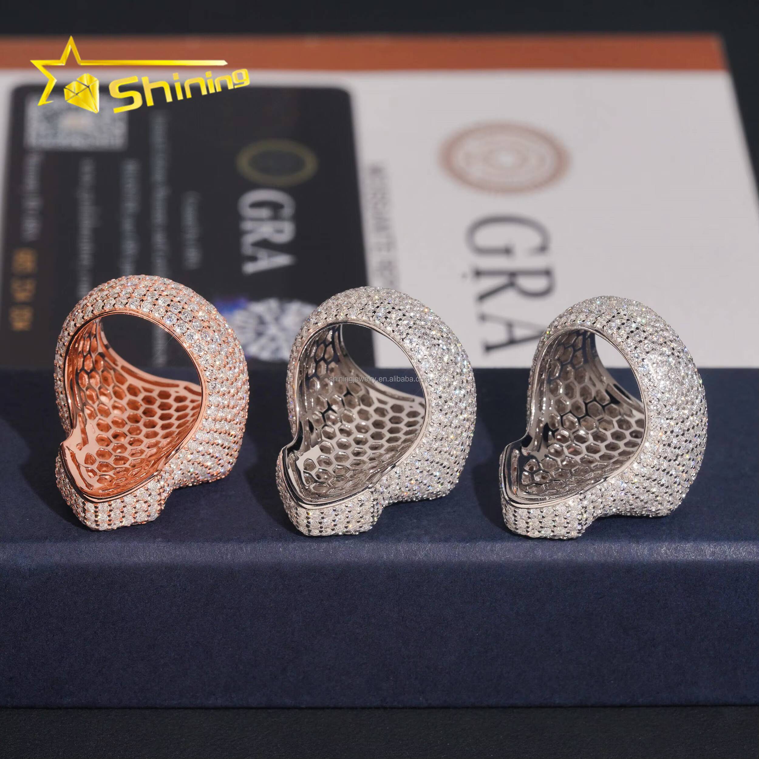 Bulk Stock Wholesale Price Hip Hop Fire Jewelry Man S925 Solid Silver Iced Out VVS1 Moissanite Diamond Cross Ring Man Gift