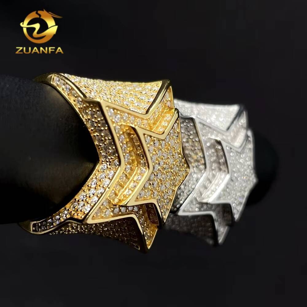 New Stocks Pass Diamond Tester 925 Silver Fine Jewelry Hip Hop Diamond Moissanite Rings Iced Out Star Men Ring