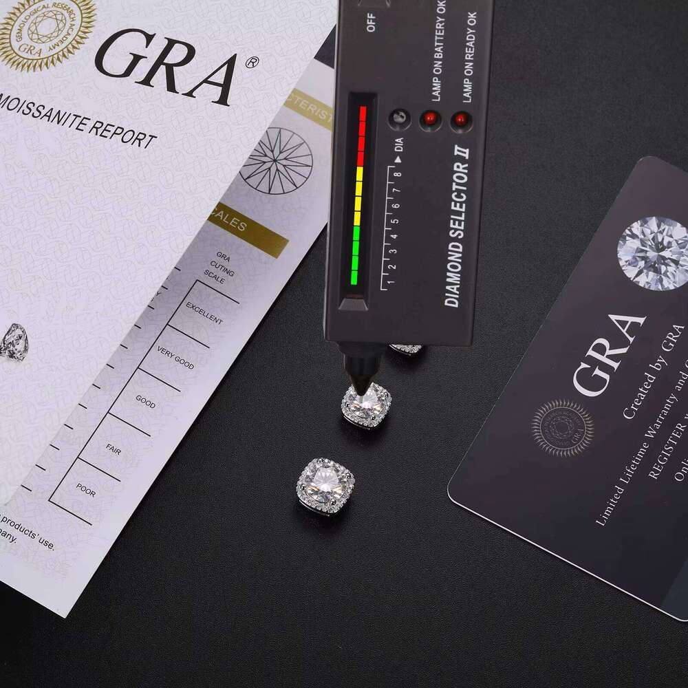 Pass Tester 5mm 6.5mm 8mm Magnetic 925 Sterling Silver Silicon Stone Diamond Halo Stud Men's Earrings