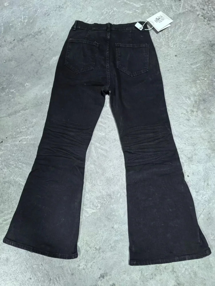 American Retro Y2K Streetwear Black Baggy Pleated Flared Jeans Pants For Men Clothing Gothic Rock Cotton Long Trousers 251212 - view 7