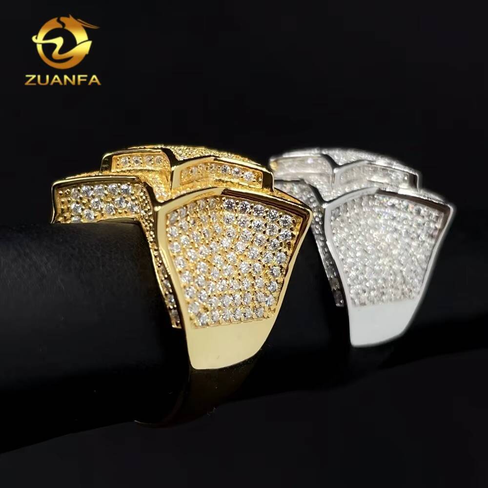 New Stocks Pass Diamond Tester 925 Silver Fine Jewelry Hip Hop Diamond Moissanite Rings Iced Out Star Men Ring
