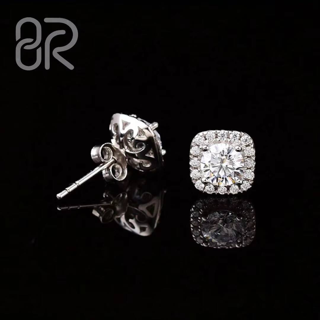 VVS Stud Moissanite Earrings Factory Wholesale Pass Diamond Test Bling Ice Out Square Buagette Brilliant Cut 925 Silver Jewelry