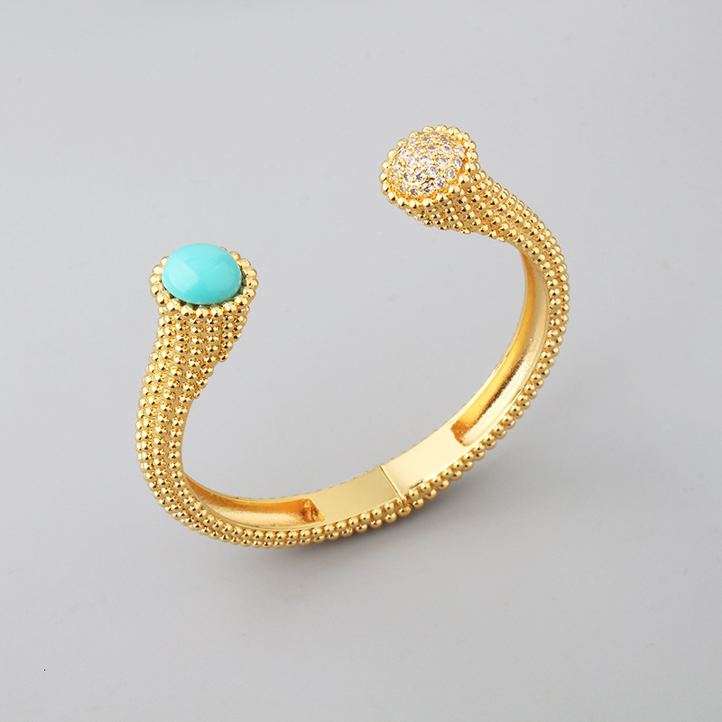 Fashion Socialite Temperament Agate Bracelet U-Shaped Women's gold Micro-Inlaid Zirconia Bracelet