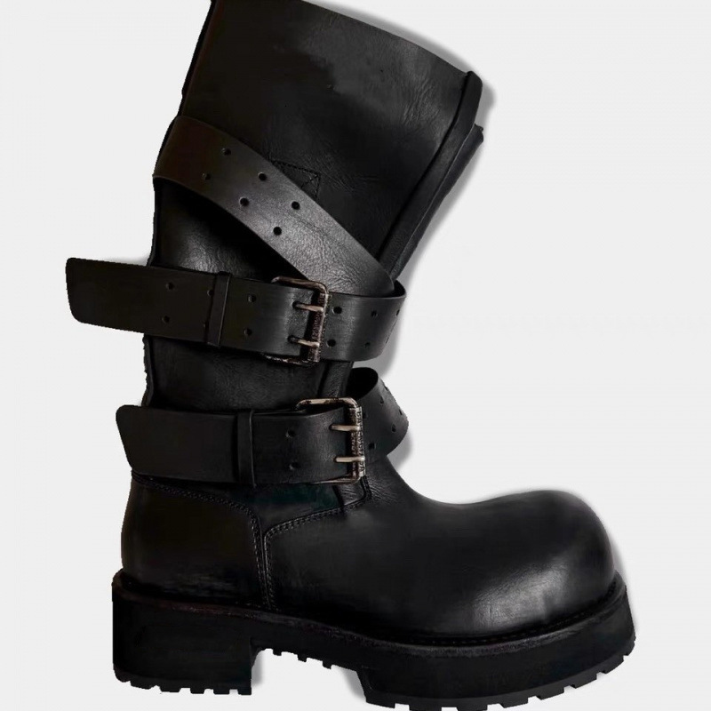 STAOXINDIKE Bajia Retro Belt Buckle Venom Boots 2025 Spring Summer New Style Drawstring Thick Sole Height Increasing Punk Motorcycle Boots - view 6