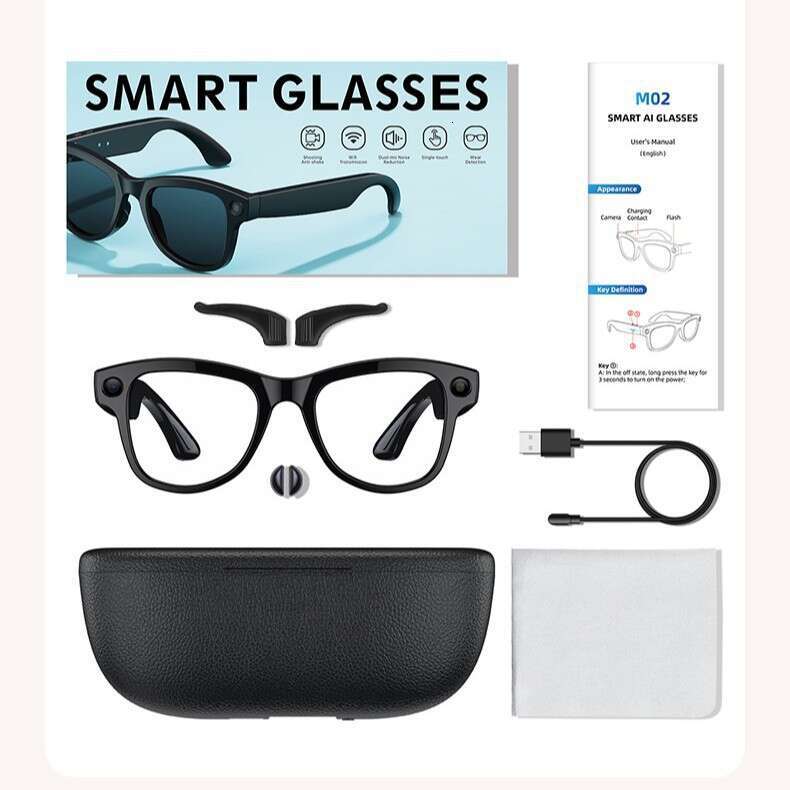 M02 Smart Glasses Support 8 Megapixel Camera Ai Real-time Translation Local Storage Recording + Video Recording Function